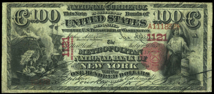 1875 $100 