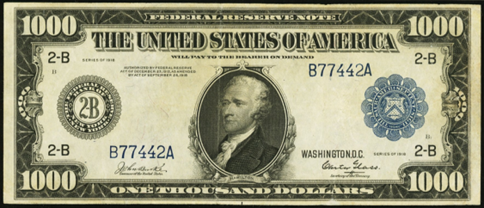 1918 one thousand dollar federal reserve notes a_amp